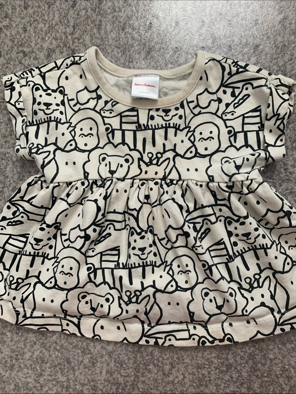 Hanna Andersson 18-24 mo *100% cotton Oeko Tex* shirt/dress zoo animals